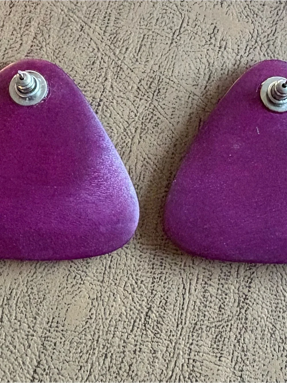 Vintage 1980s Purple Wooden Statement Earrings